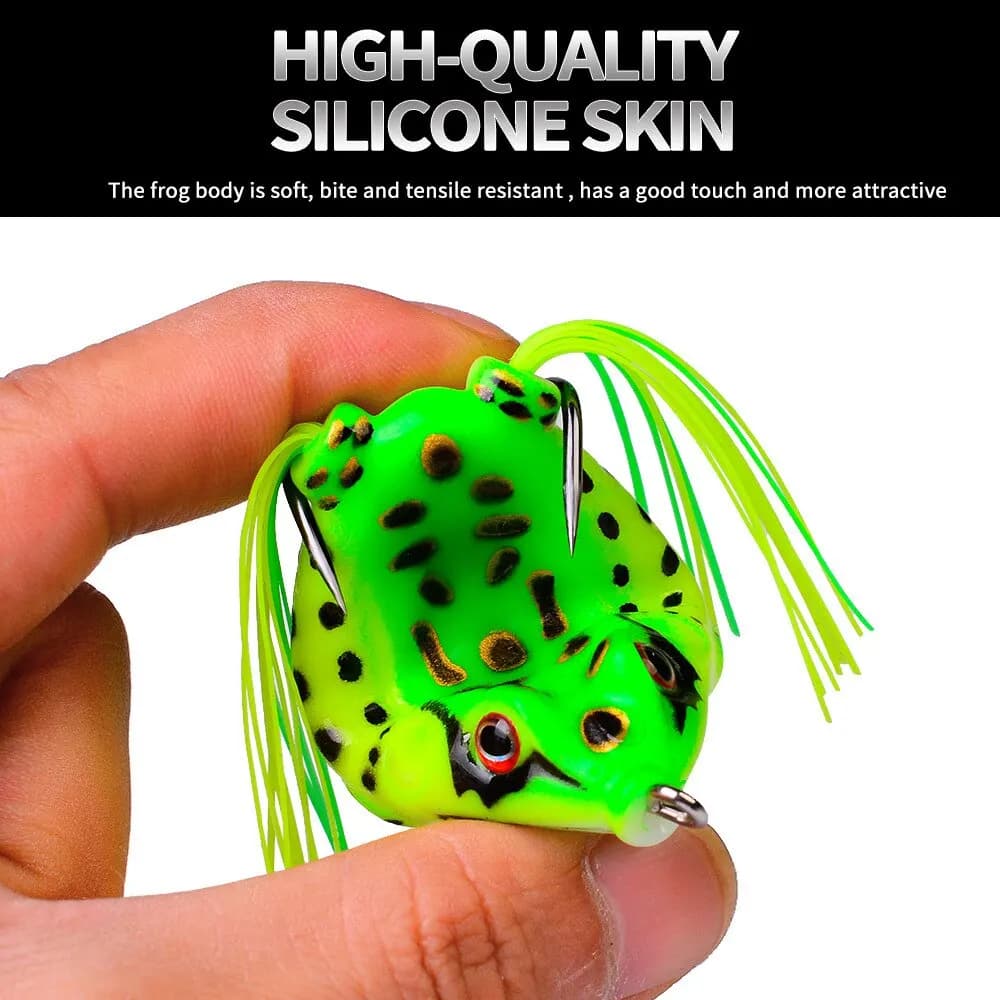 Leurres grenouilles 2 pièces avec hameçons - Appâts souples top water yeux 3D pêche surface