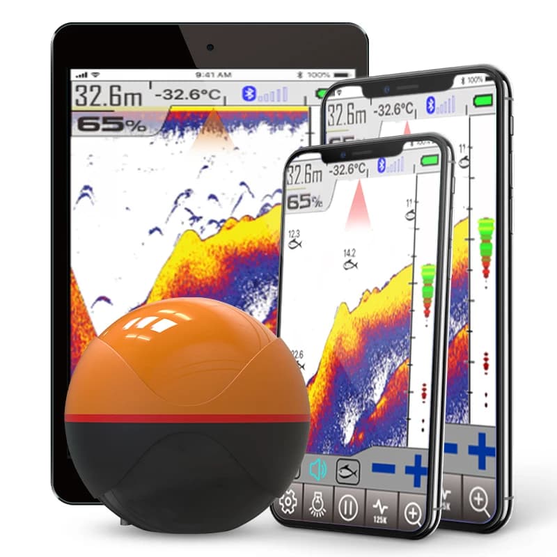 Erchang F68 Détecteur de Poissons Sans Fil Échosondeur Profondeur Sonar Double Fréquence Alarme Transducteur Compatible GPS