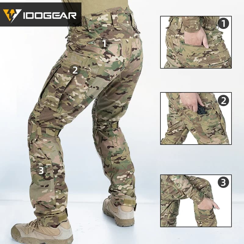 Pantalon tactique IDOGEAR Combat UFS avec protections genoux camouflage pêche chasse outdoor