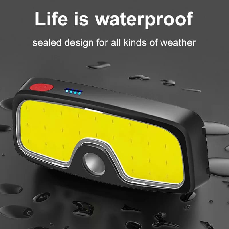 Lampe frontale COB LED rechargeable 180° étanche pour pêche running et camping extérieur