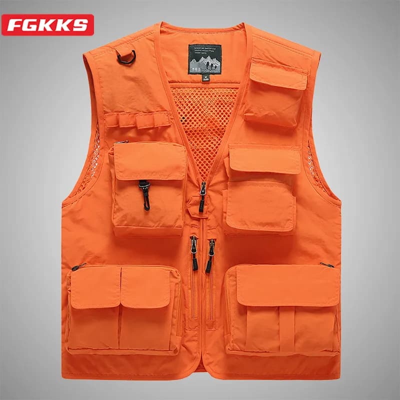 Veste légère respirante multi-poches pour pêche et outdoor - Gilet détachable homme FGKKS