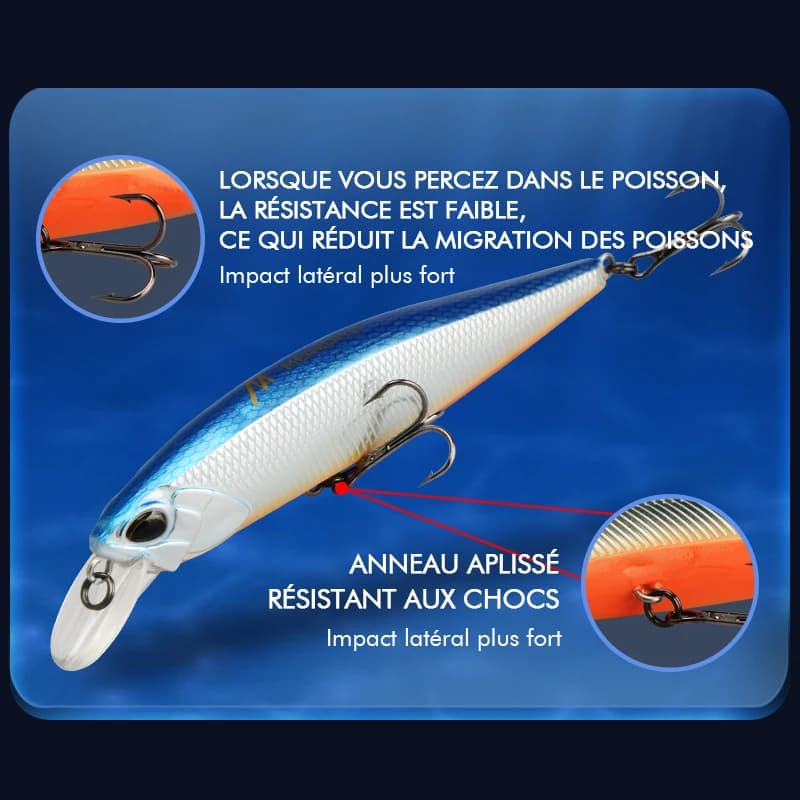 Leurre de pêche flottant MEREDITH JERK MINNOW 100F 14g, leurre dur minnow professionnel pour pêche en