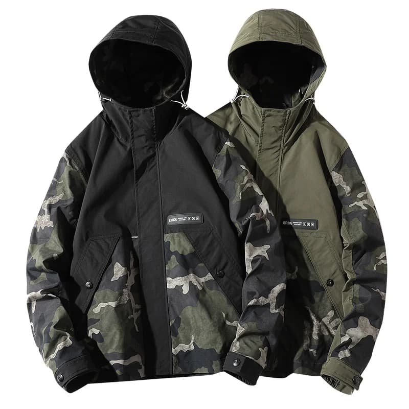 Bomber militaire homme coupe-vent avec capuche - Veste oversize 4XL pour camping et style décontracté