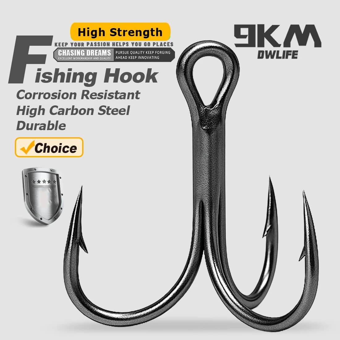 Lot de 10 hameçons triples 3X robustes 9KM pour leurres durs pêche mer et eau douce