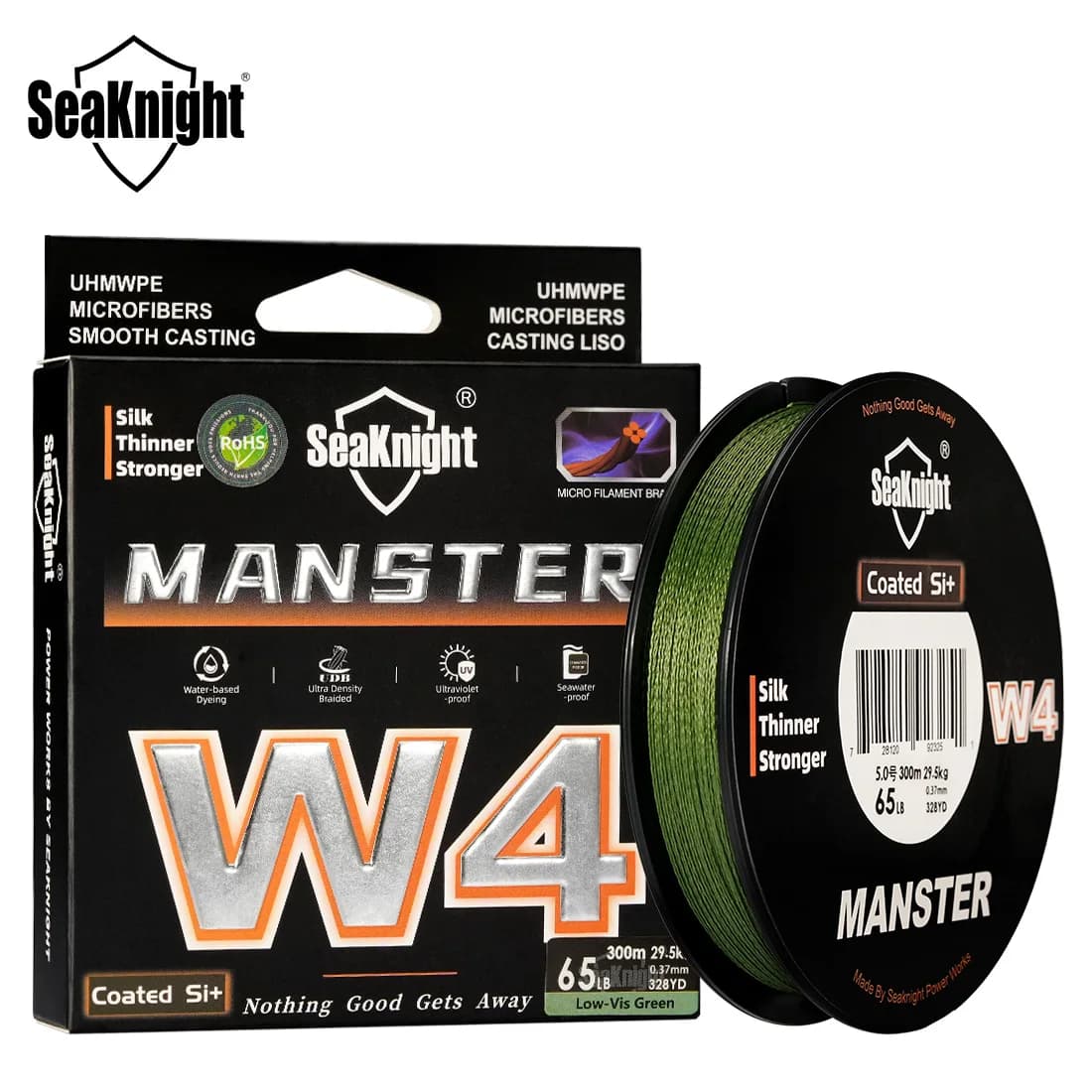 Ligne de pêche tressée SeaKnight W4 4 brins 300m 500m résistante UV et eau salée