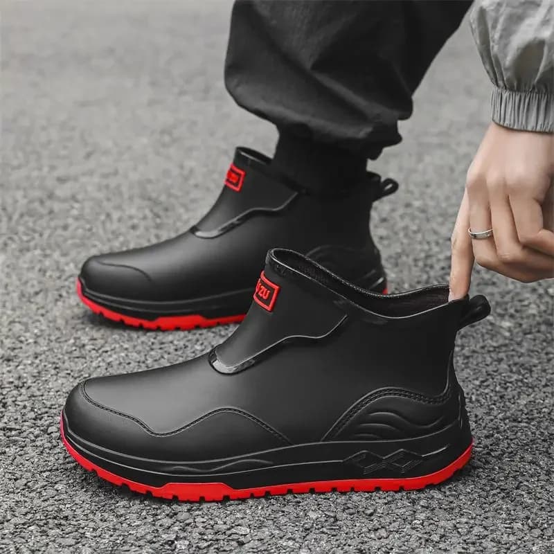 Bottes de pluie homme style coréen à plateforme haussante pour adolescents - Bottes caoutchouc extérieur