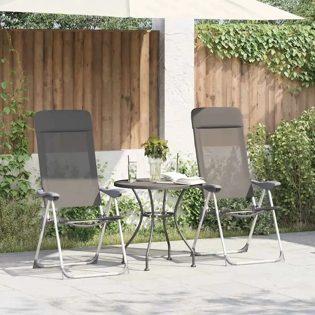 Lot 2 chaises camping pliantes grises aluminium légères pour pêche, chasse et voyage