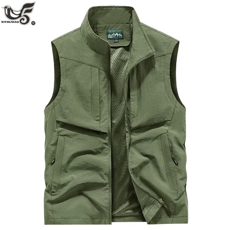 Veste de pêche sans manches légère 6XL 7XL 8XL pour homme randonnée voyage sports