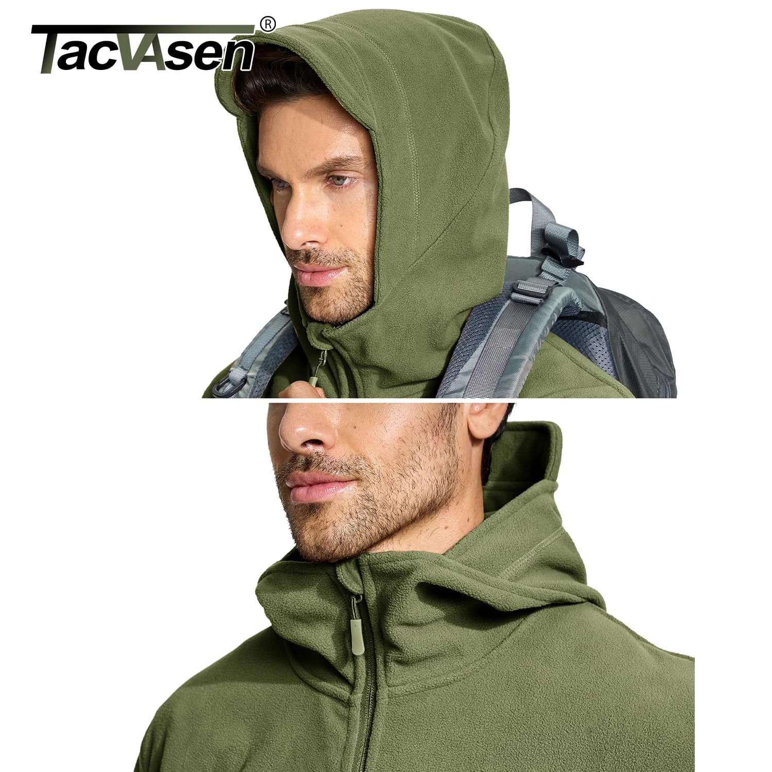 Veste polaire TACVASEN à capuche multi-poches - Vêtement technique pour pêche, randonnée et activités extérieures
