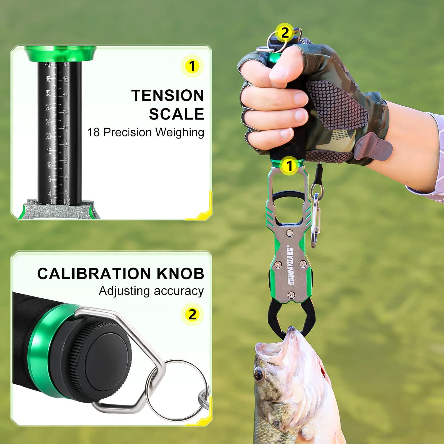 Pince à lèvres multifonction Sougayilang aluminium alliage poignée EVA balance 4 couleurs accessoires pêche