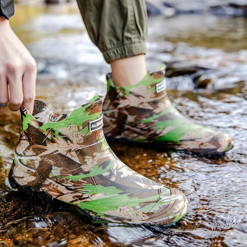 Bottes de pêche camouflage homme courtes imperméables vert militaire chaussures eau 36-48