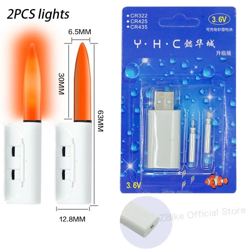 Stick lumineux pêche avec kit batterie CR425 rechargeable - Alarme de touche pour pêche nocturne et appâts
