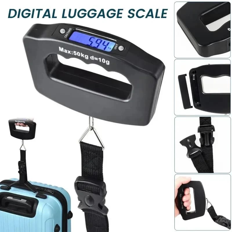 Balance numérique à crochet 50kg/10g portable - Pèse-bagages voyage avec rétroéclairage pour pêche