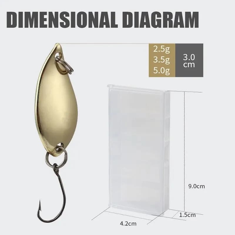 Kit de pêche leurres cuillères métal 2.5g à 5g pour truite et perche, set spinner et wobbler