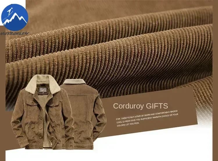 Manteau homme hiver ouaté chaud ample parka - Veste courte velours côtélé col fourrure coupe-vent polaire