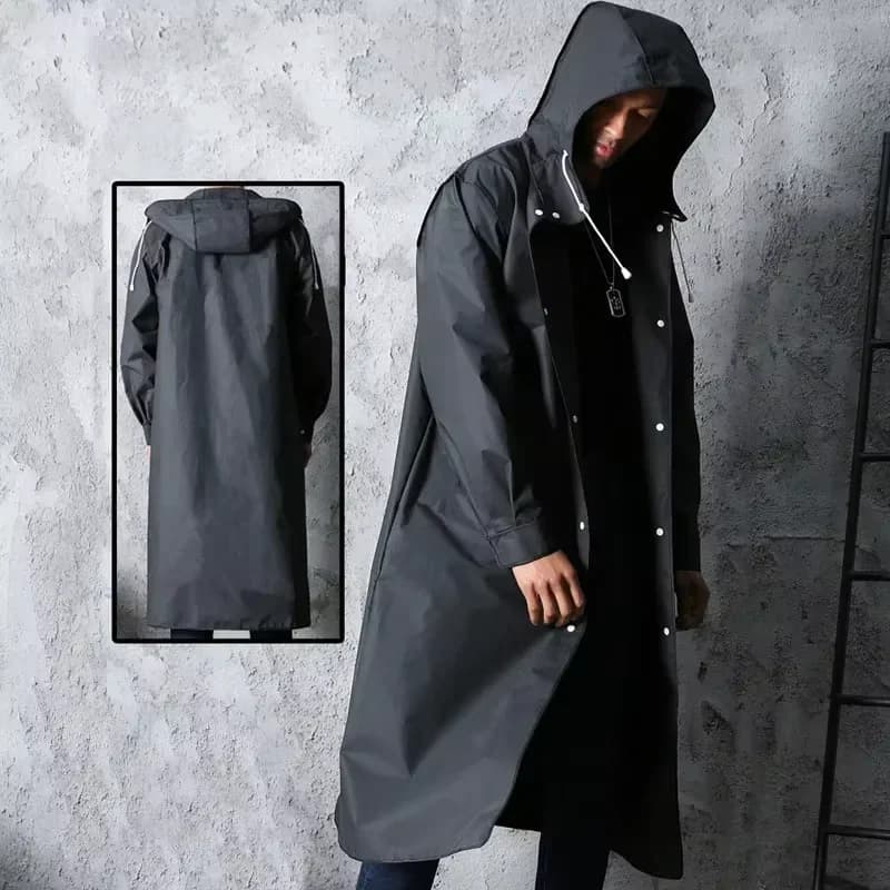 Imperméable longue pêche randonnée - Manteau pluie étanche homme femme capuche - Vêtement extérieur