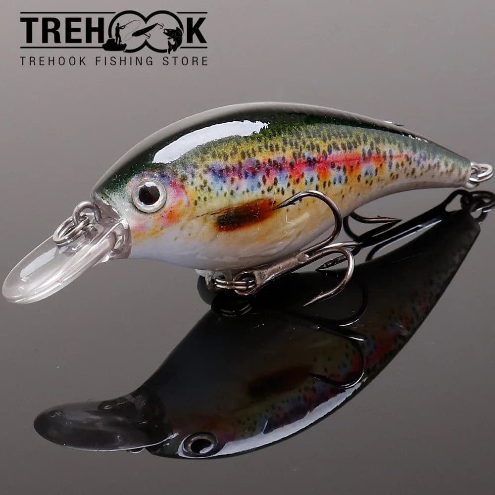Leurre dur TREHOOK 6cm 10g Black Minnow - Wobbler flottant pour truite et black bass