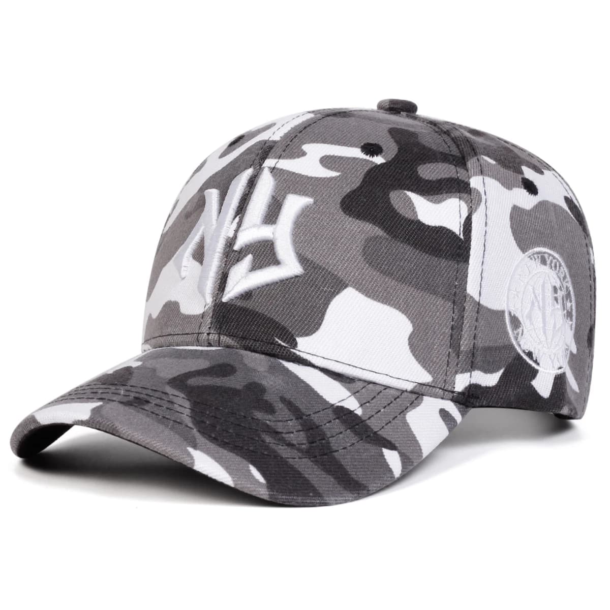Casquette camouflage unisexe NY letter brodée pour pêche randonnée protection solaire été automne
