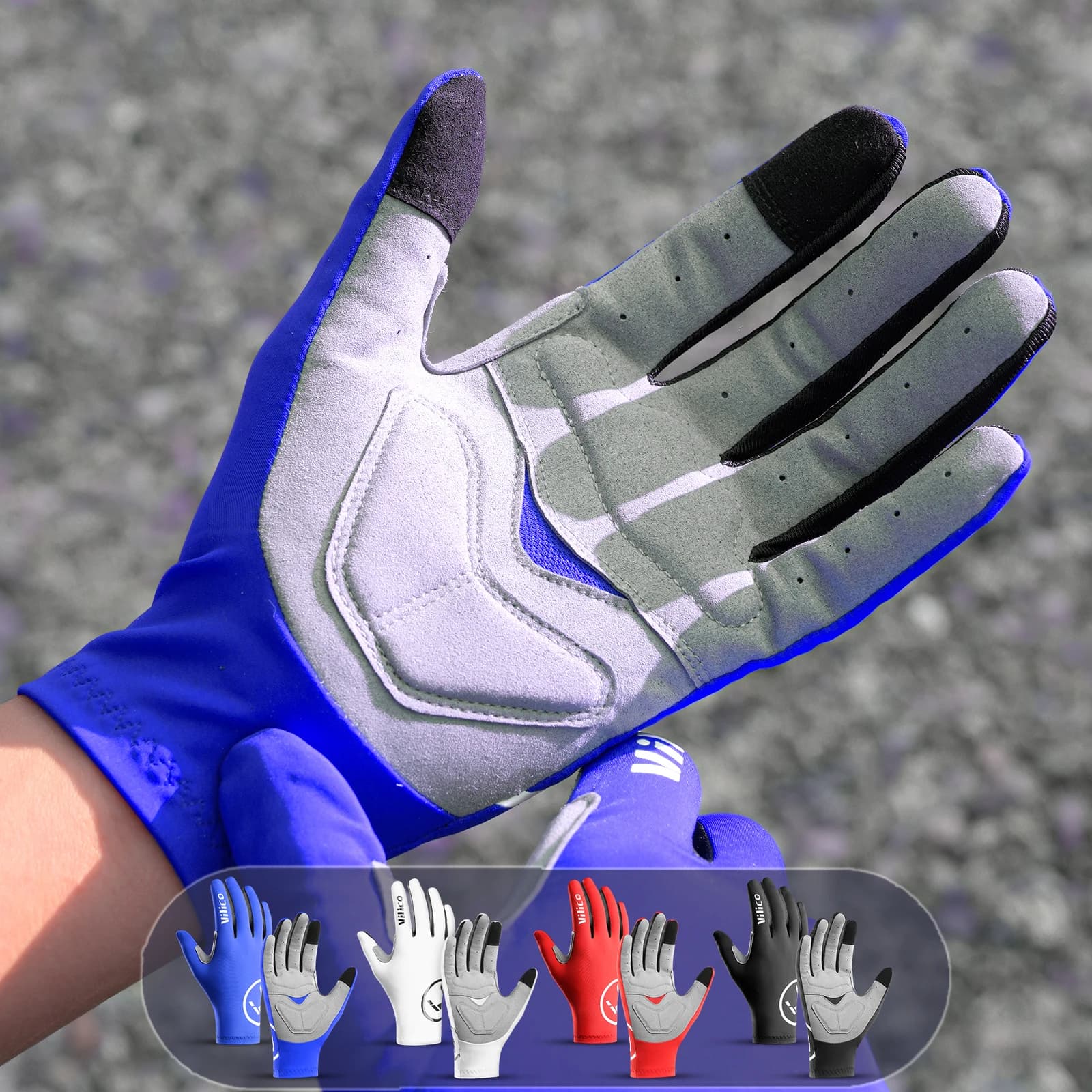 Gants vélo coupe-vent anti-dérapants pour course route et VTT - paire de mitaines cyclisme compétition