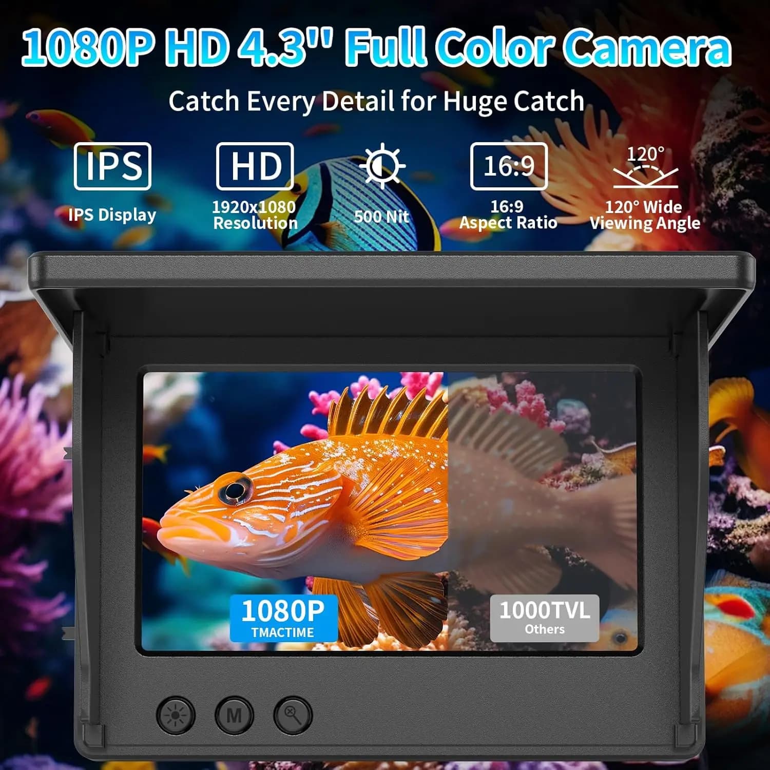 Caméra de pêche sous-marine 1080P 4.3" LCD - Fish finder étanche avec vision nocturne portable