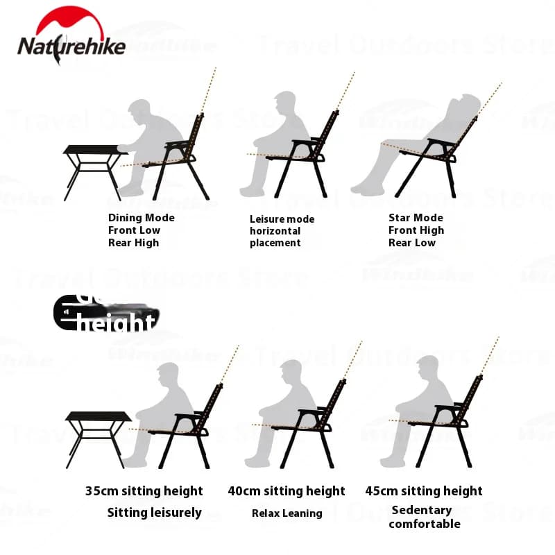 Chaise de camping réglable Naturehike en tissu Oxford 600D - Siège pliant portable pour pêche et voyage