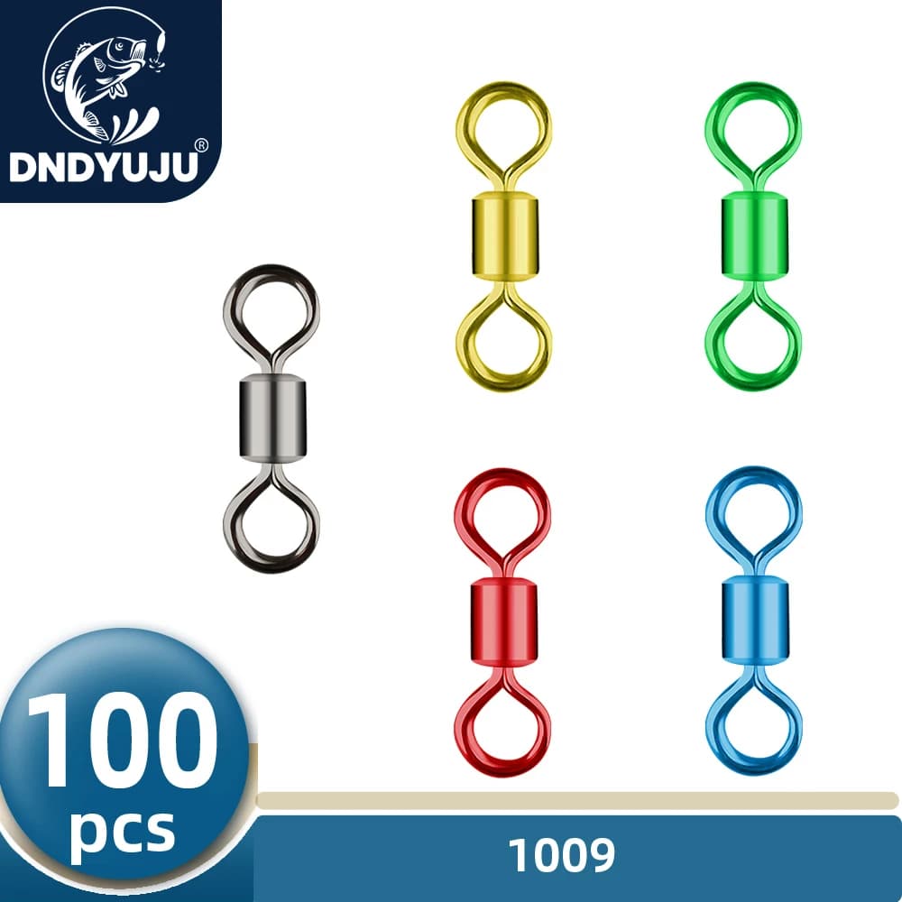 Connecteurs de pêche américains DNDYUJU 100 pièces colorés avec émerillons pour matériel professionnel