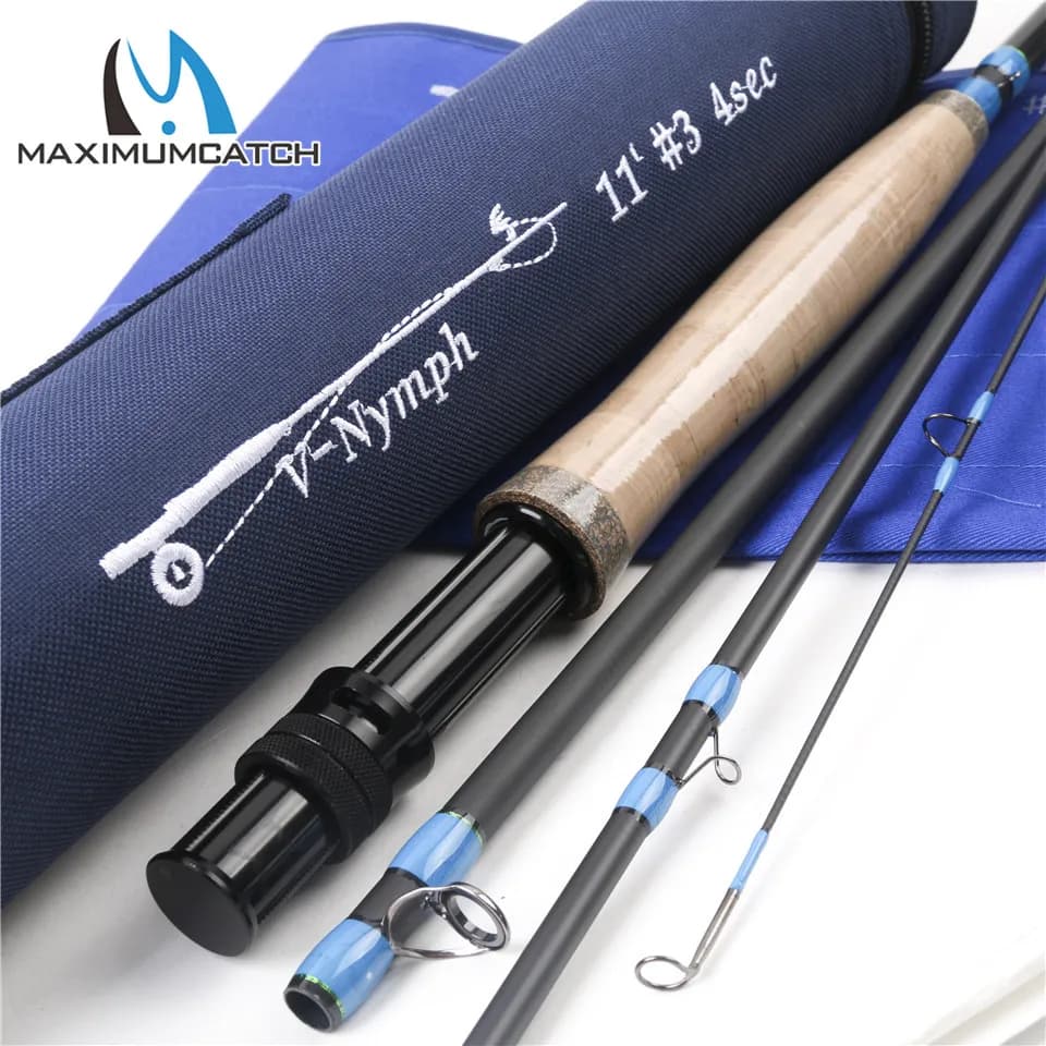 Canne nymphe Maximumcatch 10ft/11ft 2-4wt carbone IM10 action rapide 4 sections pour pêche fine truite ombre