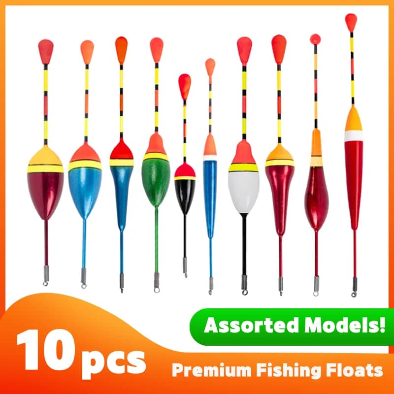 Lot promotionnel 10 flotteurs pêche mixte tailles et couleurs - Set complet bouées et bouchons accessoires pêche