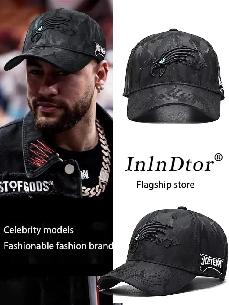 Casquette baseball camouflage brodée aigle hard top pour pêche streetwear hommes fashion
