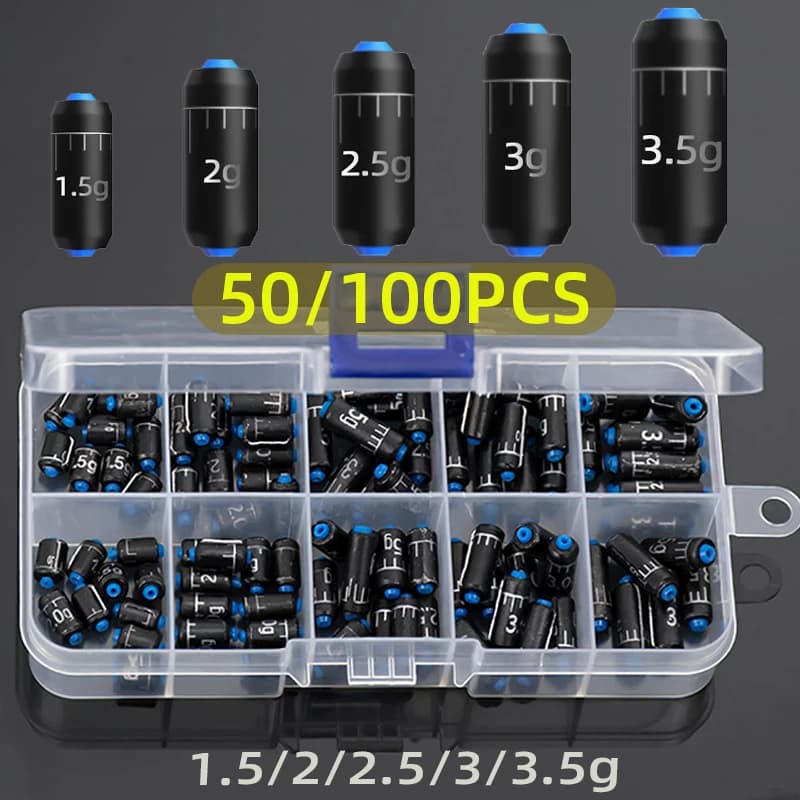 Plombs de pêche 1.5g-3.5g Aorace 50/100 pièces - Plombs cuir écailles pour matériel pêche