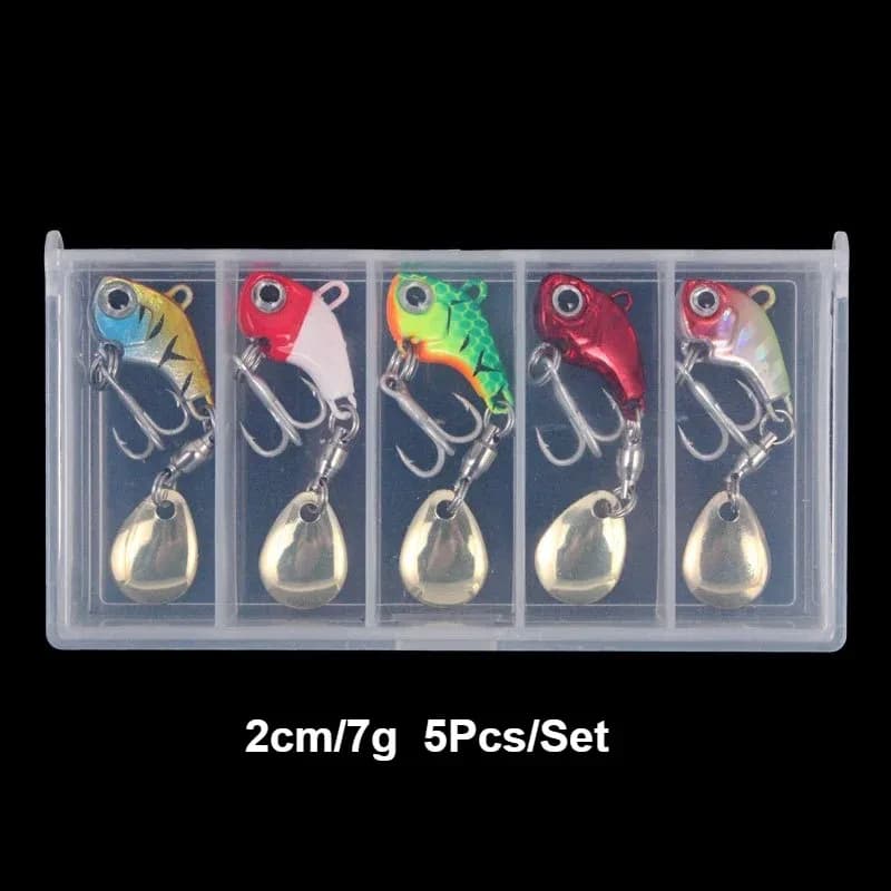 Kit 5 leurres métal VIB spinner spoon - appâts artificiels sinking pour pêche complète accessoires