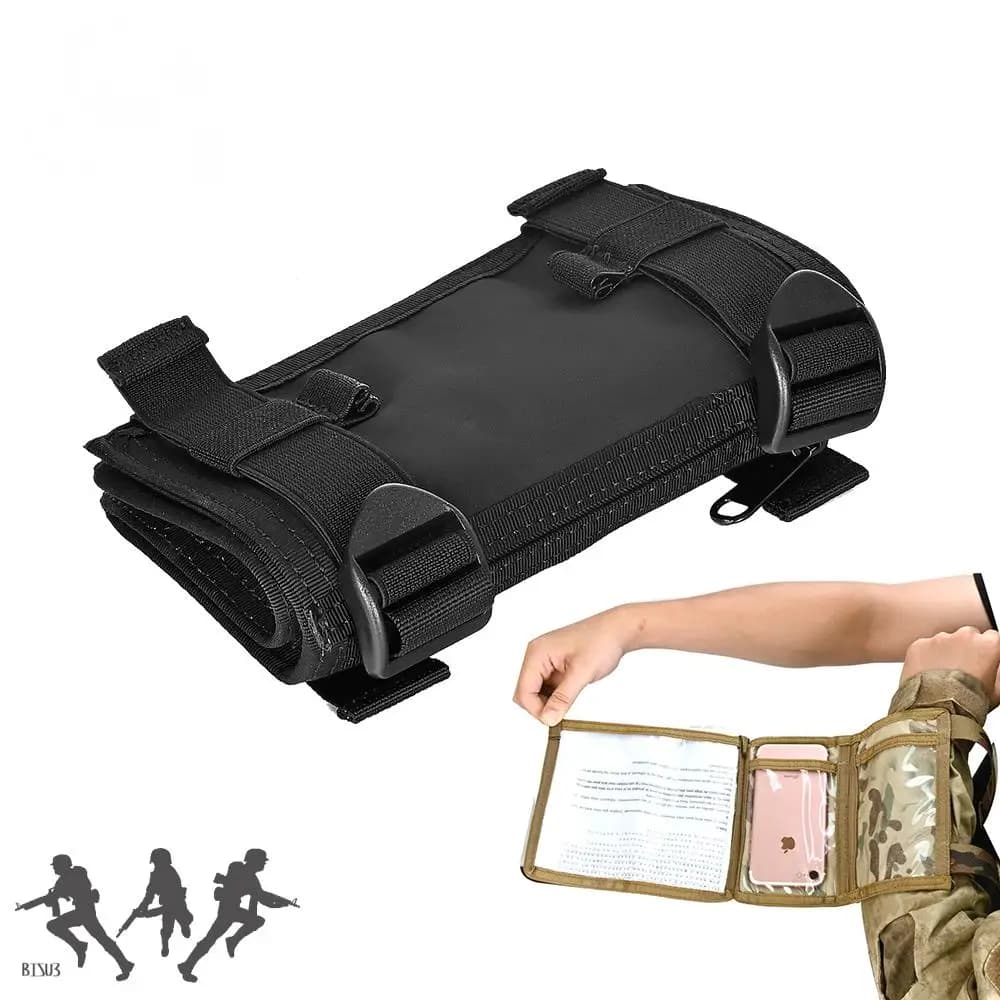 Manchon bras tactique avec poche - Accessoire pêche pour smartphone et cartes de navigation