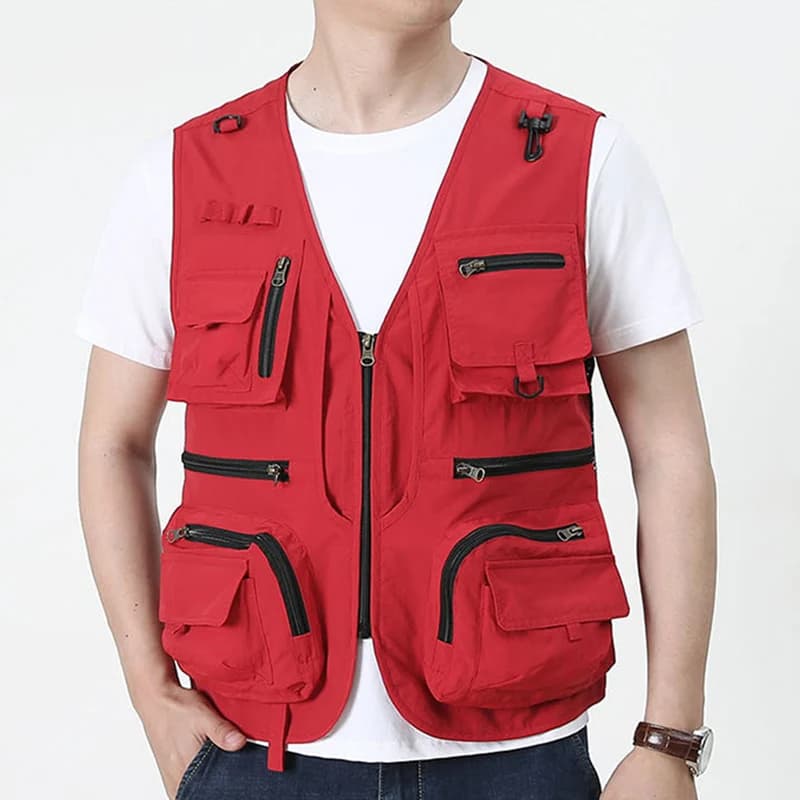 Veste tactique pêche randonnée 14 poches été homme photographe mailles cargo sans manches 7XL
