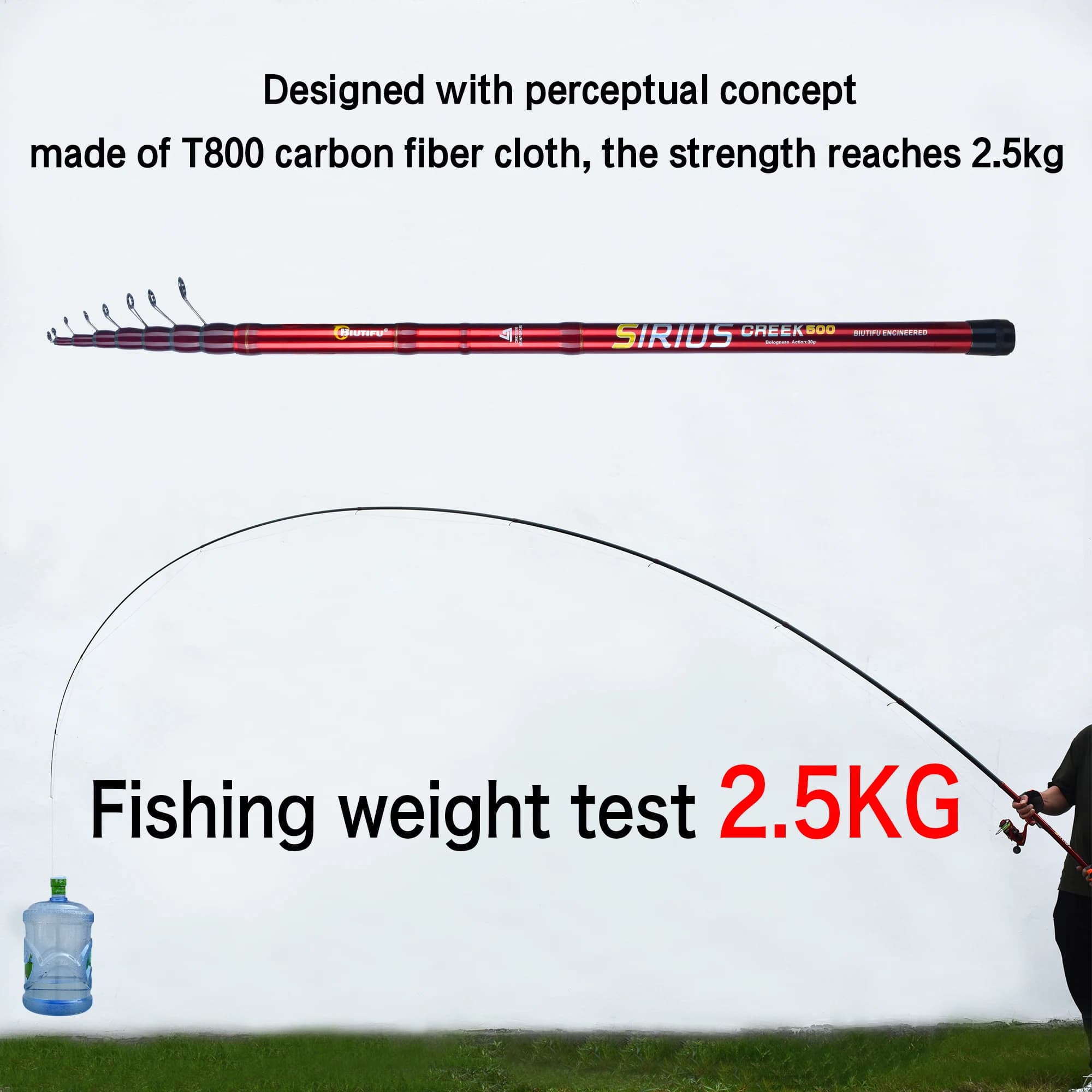 Canne bolognaise télescopique BIUTIFU T800 carbone 4-6.5m ultra légère flotteur truite 30g voyage