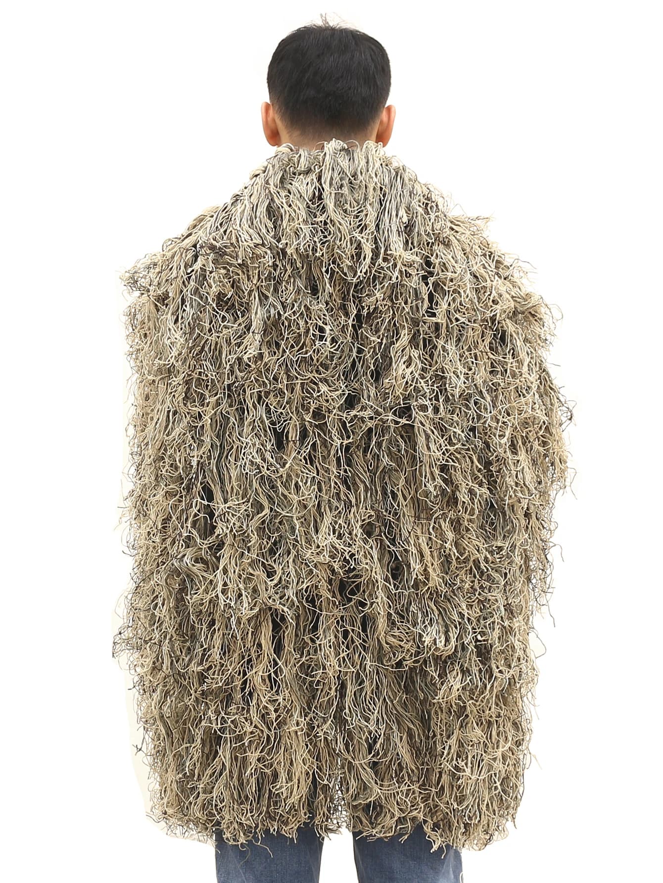 Couverture camouflage ghillie 80x90cm tricot main pour chasse pêche cape jungle désert herbe jaune