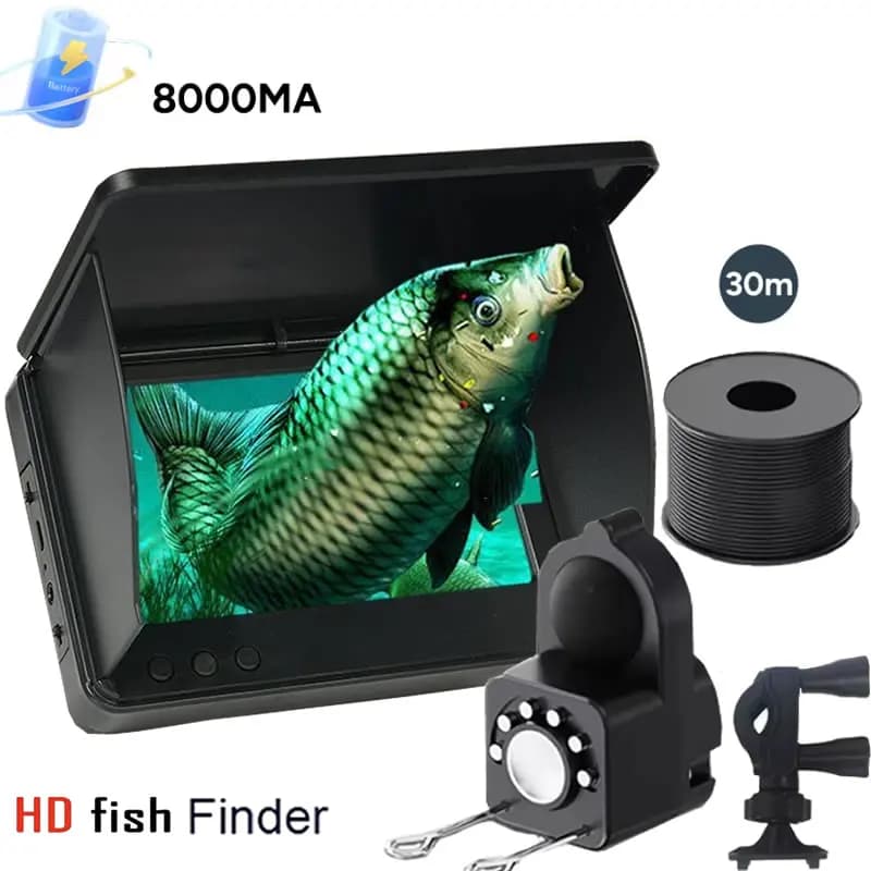Caméra de pêche portative 4,3 pouces avec vision nocturne - Détecteur de profondeur main libre 1080P
