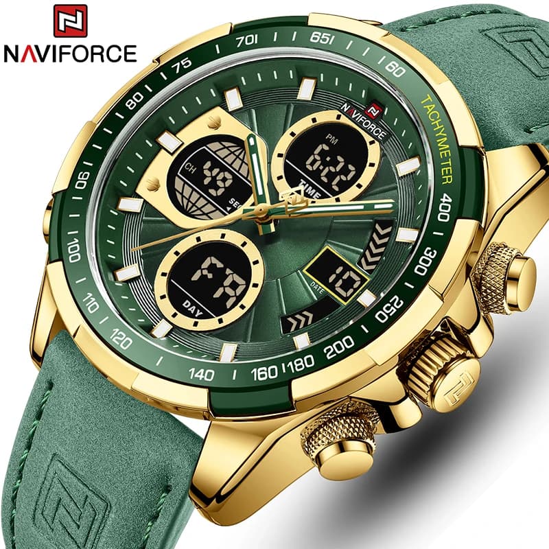 Montre militaire homme NAVIFORCE sport étanche quartz chronographe cuir montre bracelet homme