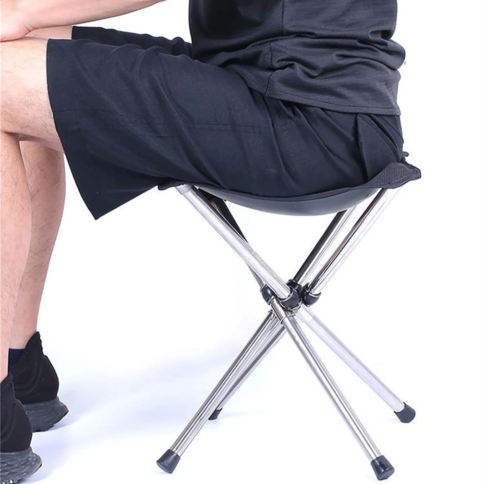 Tabouret de pêche pliant ultraléger en acier inoxydable pour camping et voyage compact