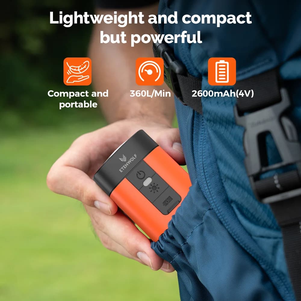 Pompe électrique ETENWOLF Air 3 portable 2600mAh pour matelas camping et équipements de pêche