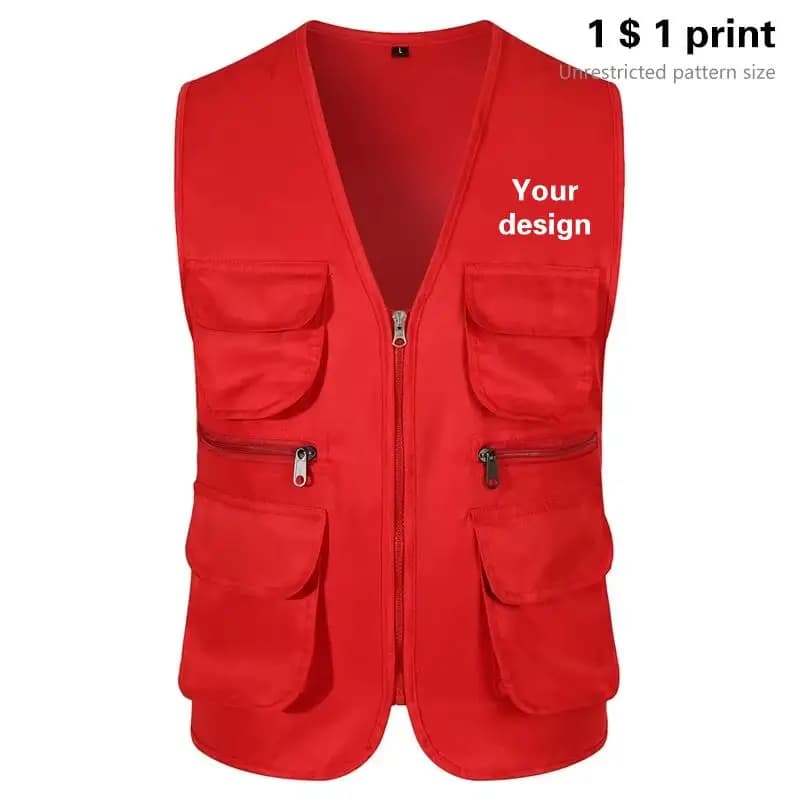 Gilet multi-poches sans manches homme - Veste pêche randonnée photo travail extérieur grande taille