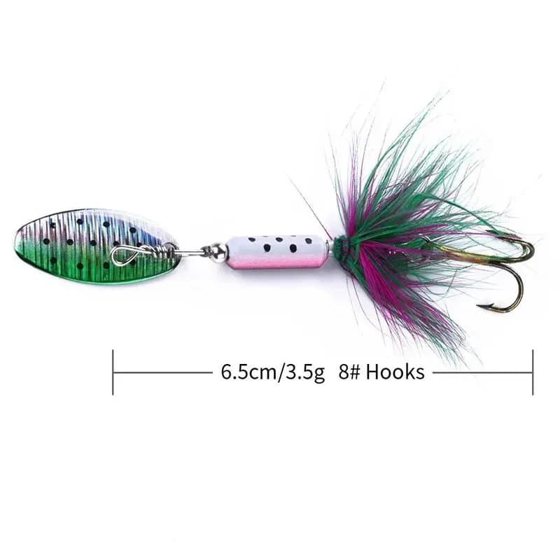 Leurre métal VIB 3.5g avec plumes et paillettes : leurre dur vibrations pour bar et pêche au vif
