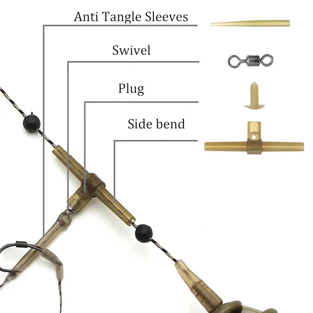 Manches anti-emmêlement avec side bends et swivel pour montage hélicoptère carpe - Accessoires pêche carpe