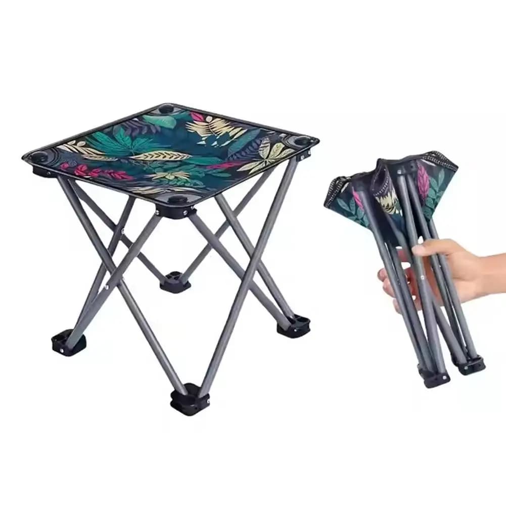 Tabouret pliant compact avec repose-pieds - Siège pour pêche, camping et croquis étudiants