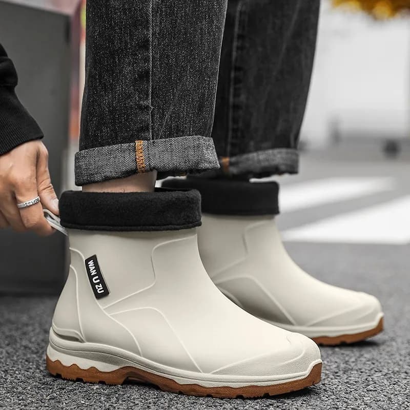 Bottes pluie réglables lacets pêche extérieur - Semelle souple anti-dérapante style sport PVC mode