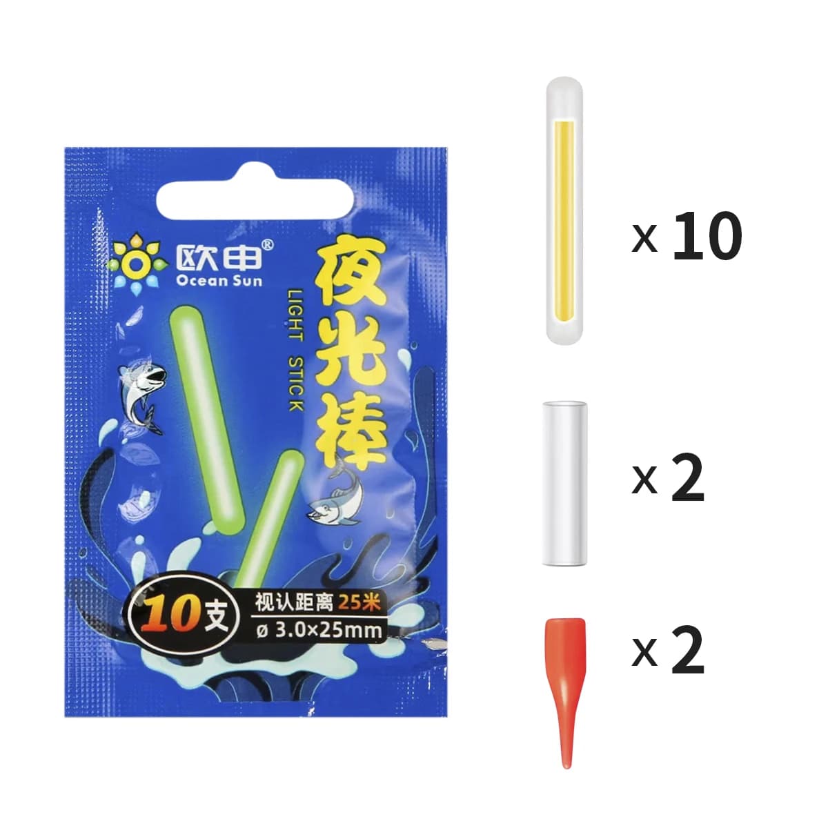 Lot 25/50 bâtons lumineux fluorescents pour flotteurs pêche nocturne accessoires équipement pêche
