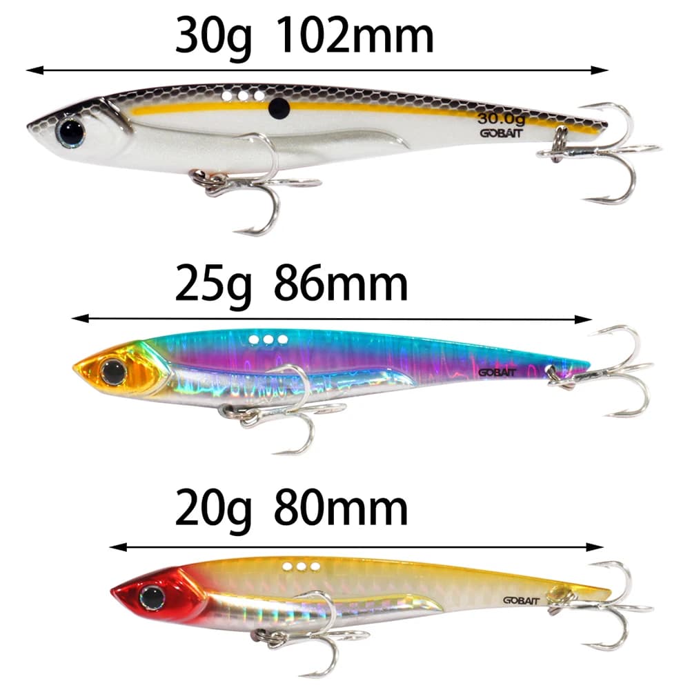 Leurre métal GOBAIT VIB 20g 25g 30g jig spinner vibration acier carbone pêche profonde