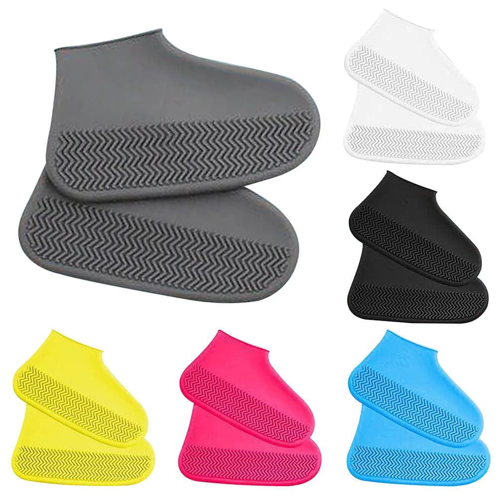 Chaussures de pluie imperméables antidérapantes en silicone élastique pour hommes et femmes - Couvre-chaussures réutilisables