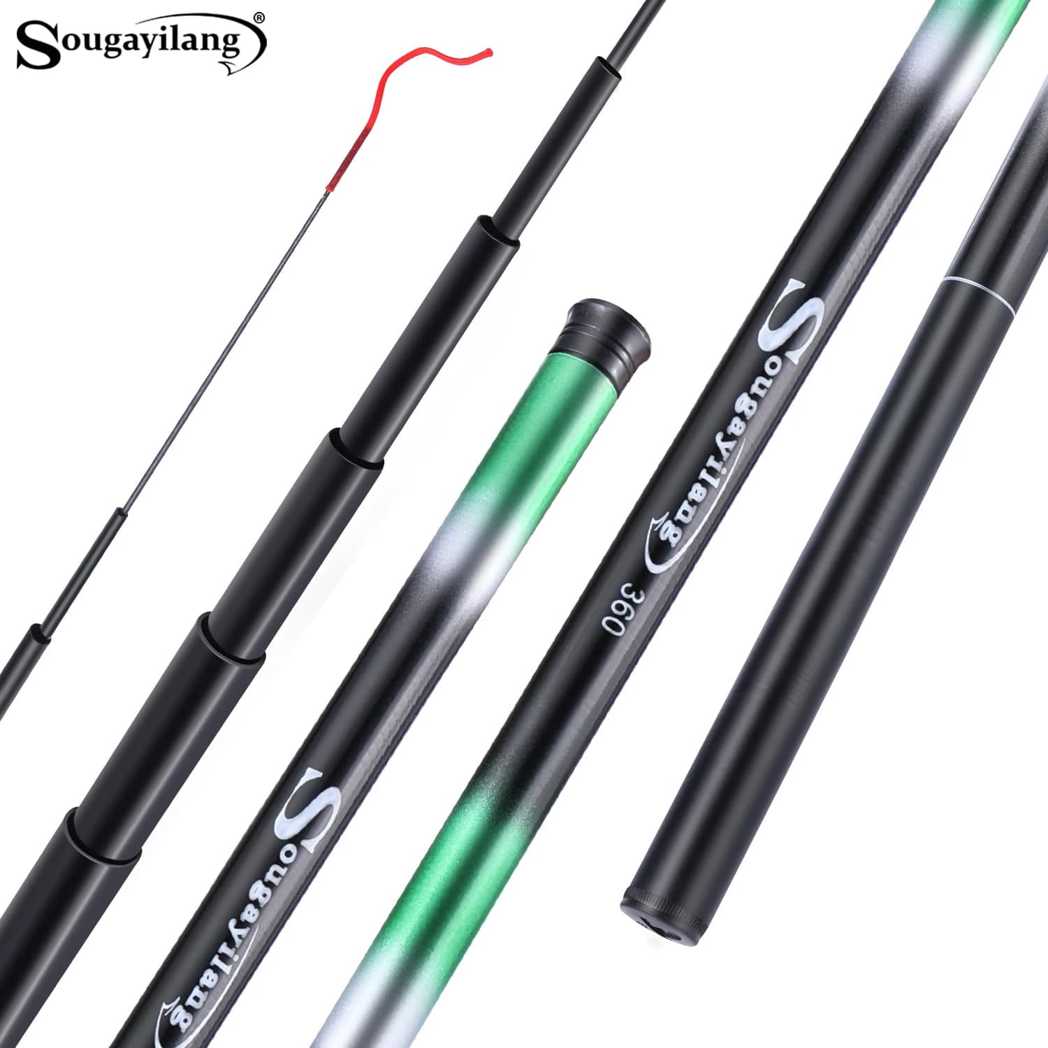 Canne à pêche portable Sougayilang en fibre de verre 2.7-5.4m multi-sections anti-flexion pour pêche fluide