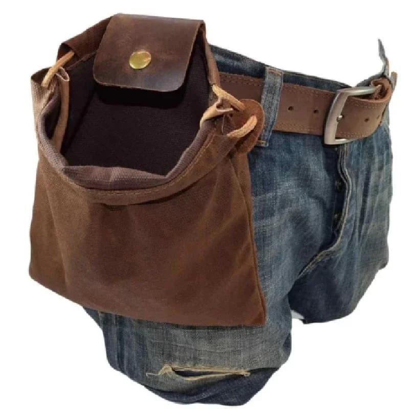 Sac cueillette cuir pour pêche - Poche ventrale récolte fruits et poissons outils jardinage pêche