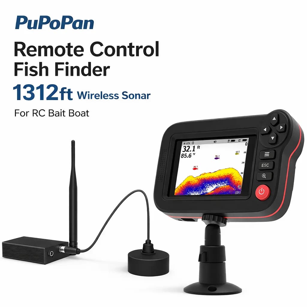 Sonar sans fil pour bateau appât RC portée 1312ft avec batterie lithium rechargeable - Remote Control Fish Finder